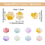 80pcs Colorful Trumpet Flower Bead Glass Beads