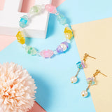 80pcs Colorful Trumpet Flower Bead Glass Beads