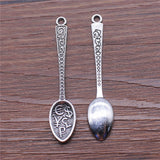80pcs Antique Silver Spoon Pendant for Jewelry Making DIY Craft Charms