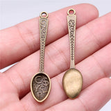80pcs Antique Silver Spoon Pendant for Jewelry Making DIY Craft Charms