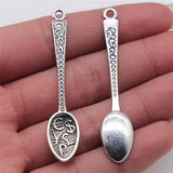 80pcs Antique Silver Spoon Pendant for Jewelry Making DIY Craft Charms