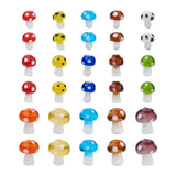 80 Lampwork Glass Mushroom Beads with Elastic Crystal Thread