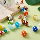 80 Lampwork Glass Mushroom Beads with Elastic Crystal Thread