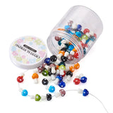 80 Lampwork Glass Mushroom Beads with Elastic Crystal Thread