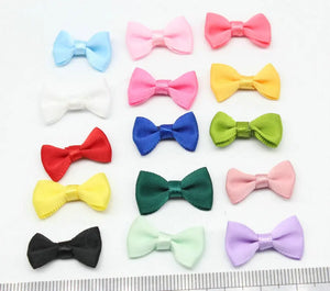 80 Pcs Mini Fabric Ribbon Bow Tie/Tiny Satin Bows 20mmx12mm