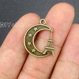 80pcs Moon Charms Antique Bronze Eiffel Tower Pendant 22x19mm