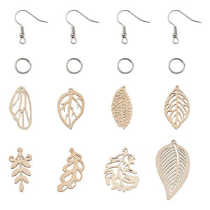 80pcs Hollow Earring Kit With Wooden Pendants and Charms