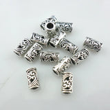 80pcs Tibetan Silver Hollow Carved Flower Tube Spacer Beads