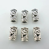 80pcs Tibetan Silver Hollow Carved Flower Tube Spacer Beads
