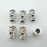 80pcs Tibetan Silver Hollow Carved Flower Tube Spacer Beads