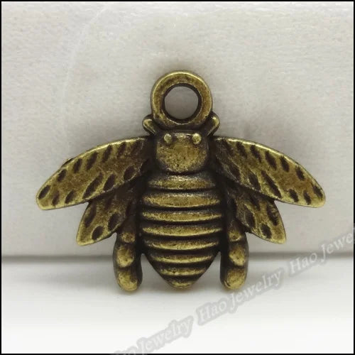 80pcs Vintage Bee Pendant Charms for Jewelry Making