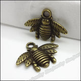 80pcs Vintage Bee Pendant Charms for Jewelry Making