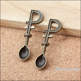 80pcs Vintage Charms Spoon Pendant for Bracelets Necklace DIY Jewelry Making