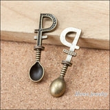 80pcs Vintage Charms Spoon Pendant for Bracelets Necklace DIY Jewelry Making