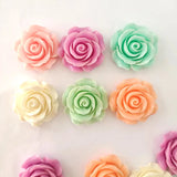 80pcs 28mm Flatback Resin Rose Flower Cabs for DIY Scrapbook Hair Bow Cell Phone