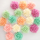 80pcs 28mm Flatback Resin Rose Flower Cabs for DIY Scrapbook Hair Bow Cell Phone
