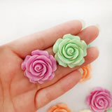 80pcs 28mm Flatback Resin Rose Flower Cabs for DIY Scrapbook Hair Bow Cell Phone