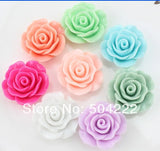 80pcs 28mm Flatback Resin Rose Flower Cabs for DIY Scrapbook Hair Bow Cell Phone