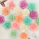 80pcs 28mm Flatback Resin Rose Flower Cabs for DIY Scrapbook Hair Bow Cell Phone