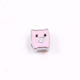 80pcs Mixed Enamel Flower Bee Pig Fox Charms for 8mm Strips Pet Dog Cat
