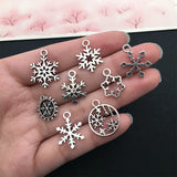 80pcs Mixed Tibetan Silver Snowflake Charms Pendants DIY Earrings Jewelry Making
