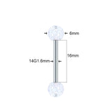 Surgical Steel Glitter Tongue Piercing Ball Barbell Bar Tongue Ring