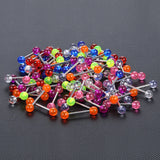 Surgical Steel Glitter Tongue Piercing Ball Barbell Bar Tongue Ring