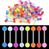 Surgical Steel Glitter Tongue Piercing Ball Barbell Bar Tongue Ring