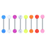 Surgical Steel Glitter Tongue Piercing Ball Barbell Bar Tongue Ring
