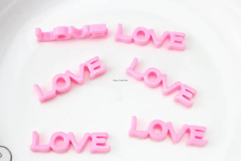 80pcs Pink LOVE Resin Flatback Cabochons - DIY Cell Phone Charm Pendant