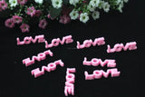 80pcs Pink LOVE Resin Flatback Cabochons - DIY Cell Phone Charm Pendant