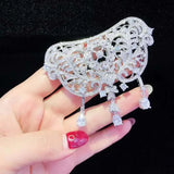 Women's CZ-inlaid Pearl Bracelet Buckle, Necklace Clasp