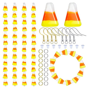 81-Pack Halloween Glass Candy Corn Beads And Earrings Set