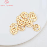6PCS 12MM Hole 1.5MM Brass Dog Footprints Charms Pendants