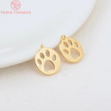 6PCS 12MM Hole 1.5MM Brass Dog Footprints Charms Pendants