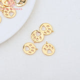 6PCS 12MM Hole 1.5MM Brass Dog Footprints Charms Pendants