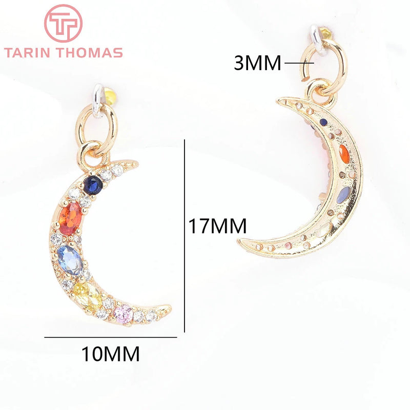 2PCS 10x17MM 24K Brass Moon Pendants High DIY Jewelry Findings