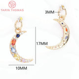 2PCS 10x17MM 24K Brass Moon Pendants High DIY Jewelry Findings