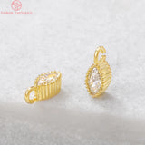 10PCS 3x6.5MM Hole 1MM 24K Plated Brass Zircon Horse Eyes Charms Pendants