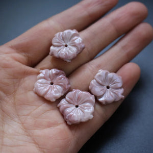 10Pcs Carved Flowers Space Double Colored Pink Coral Findings