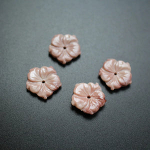 10Pcs Carved Flowers Space Double Colored Pink Coral Findings