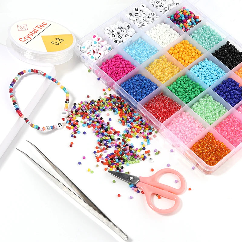 8200pcs 3mm Mixed Letter Czech Glass Seed Beads for Jewelry Making
