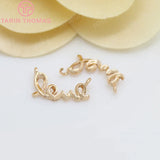 10PCS Oval Love Charms 6x12MM 24K Champagne Plated Brass DIY Jewelry Accessories