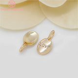 10PCS Oval Love Charms 6x12MM 24K Champagne Plated Brass DIY Jewelry Accessories