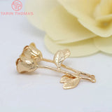 4PCS 22x37MM 24K Plated Brass Rose Charms Pendants DIY Jewelry Findings