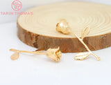 4PCS 22x37MM 24K Plated Brass Rose Charms Pendants DIY Jewelry Findings