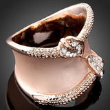 Summer Style Leaf Rose Rings With Crystals Gift For Women