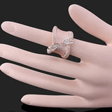 Summer Style Leaf Rose Rings With Crystals Gift For Women