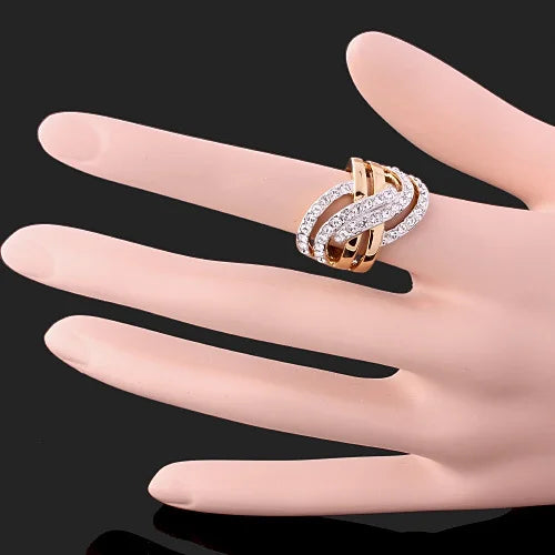 Summer Style Rhinestone Cross Rings Wedding Ring for Women