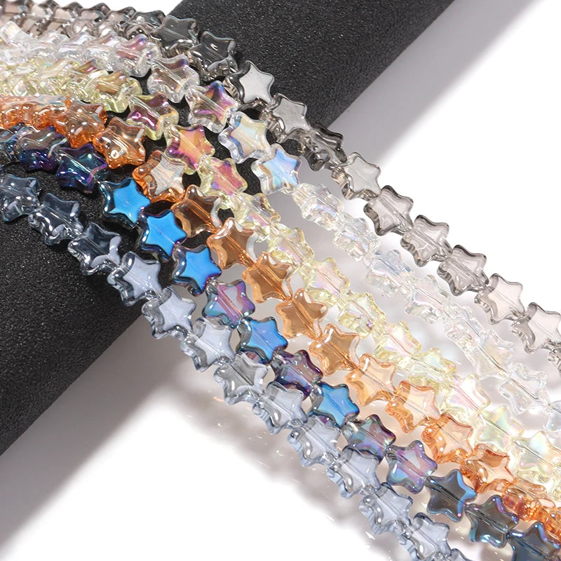 82pcs Plating Glass Five-pointed Star Beads for Jewelry DIY